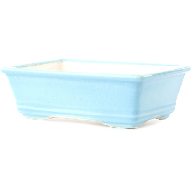 Rechthoekige lichtblauwe bonsaipot van Yixing - 180 x 130 x 50 mm