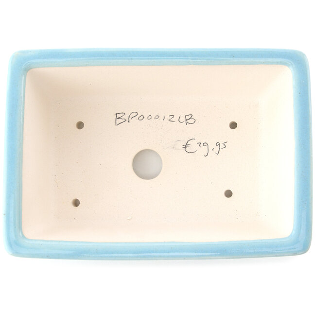 Pot à bonsaï rectangulaire bleu clair par Yixing - 180 x 130 x 50 mm