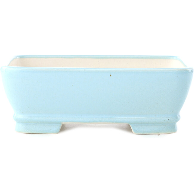Rectangular light blue bonsai pot by Yixing - 180 x 140 x 60 mm
