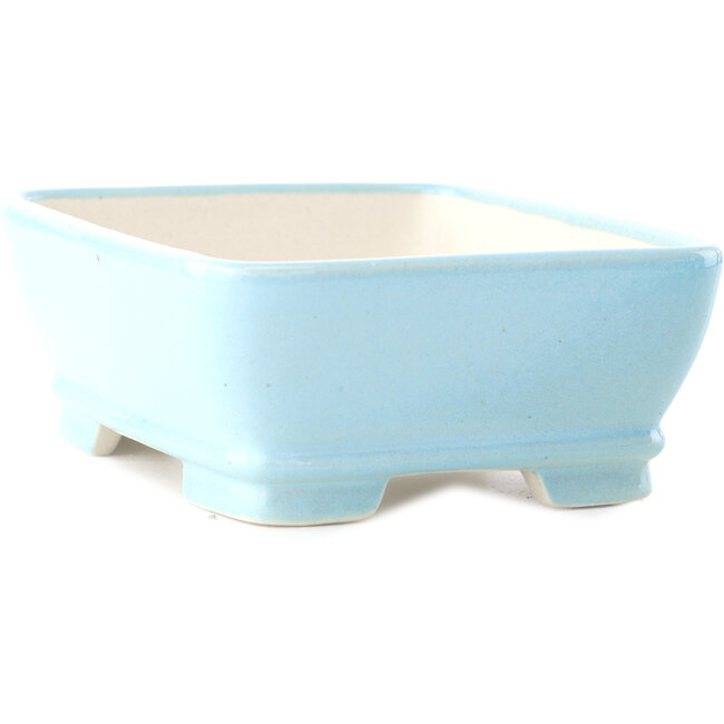 Rectangular light blue bonsai pot by Yixing - 180 x 140 x 60 mm