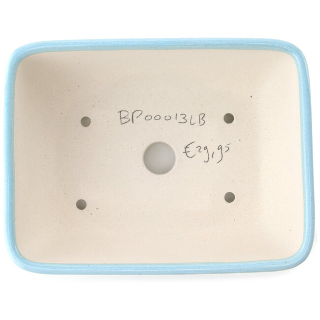 Rectangular light blue bonsai pot by Yixing - 180 x 140 x 60 mm