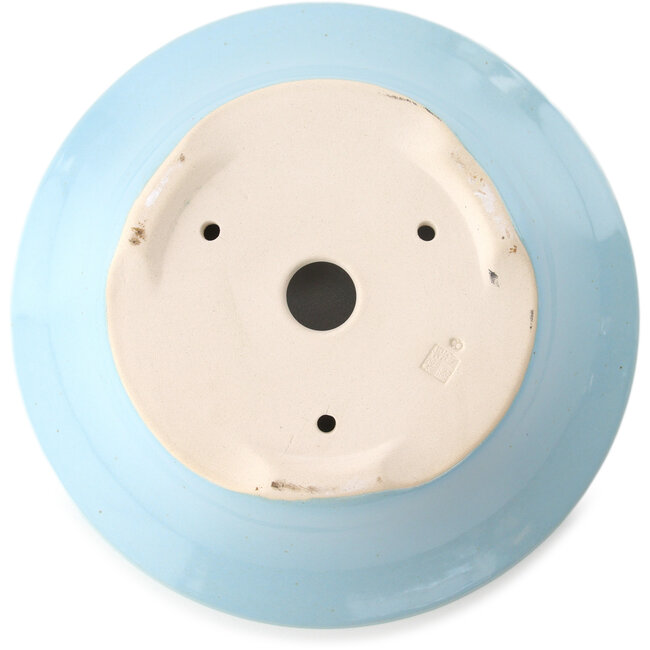 Ronde lichtblauwe bonsaipot van Yixing - 215 x 215 x 75 mm