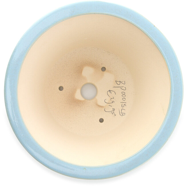 Ronde lichtblauwe bonsaipot van Yixing - 200 x 200 x 95 mm