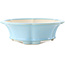 Round light blue bonsai pot by Yixing - 205 x 205 x 65 mm