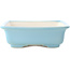 Square light blue bonsai pot by Yixing - 210 x 210 x 65 mm