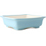 Square light blue bonsai pot by Yixing - 210 x 210 x 65 mm