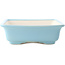 Square light blue bonsai pot by Yixing - 210 x 210 x 65 mm