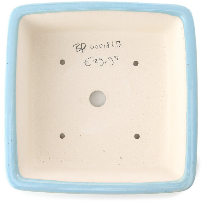 Maceta cuadrada para bonsái azul claro de Yixing - 210 x 210 x 65 mm