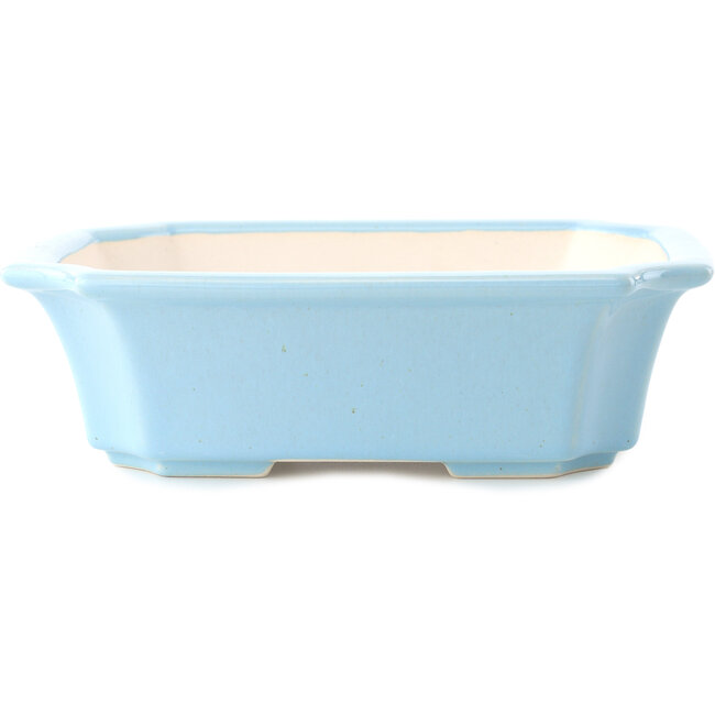 Rectangular light blue bonsai pot by Yixing - 220 x 180 x 60 mm