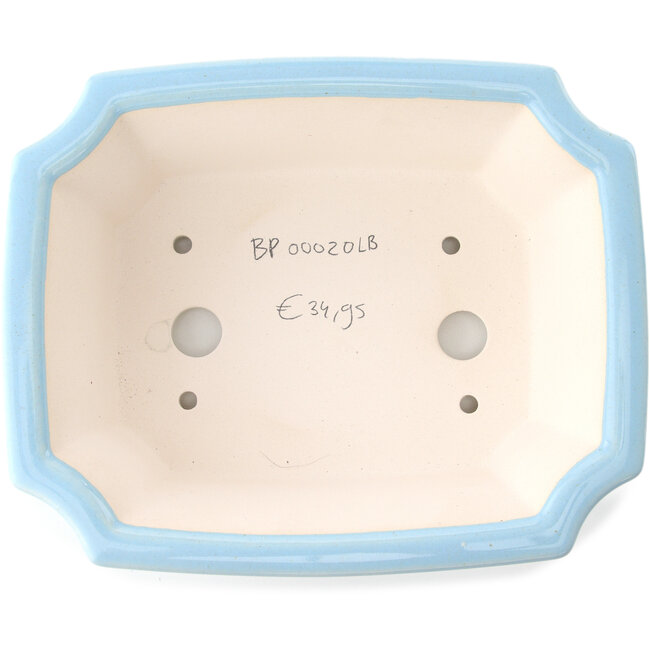 Pot à bonsaï rectangulaire bleu clair par Yixing - 220 x 180 x 60 mm