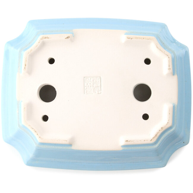 Pot à bonsaï rectangulaire bleu clair par Yixing - 220 x 180 x 60 mm