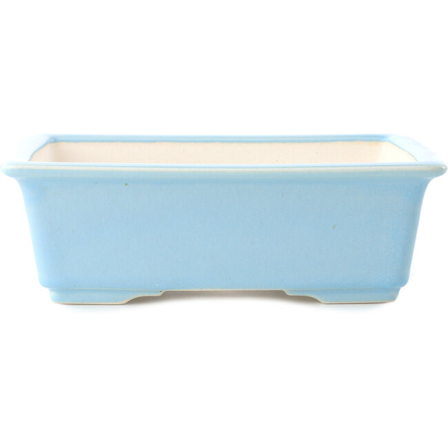 Rectangular light blue bonsai pot by Yixing - 215 x 170 x 70 mm