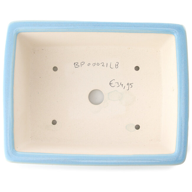 Vaso bonsai rettangolare azzurro di Yixing - 215 x 170 x 70 mm