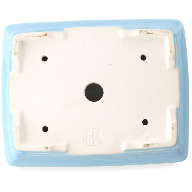 Maceta rectangular para bonsái azul claro de Yixing - 215 x 170 x 70 mm