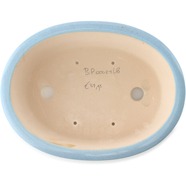 Ovaler hellblauer Bonsai-Topf von Yixing - 270 x 200 x 80 mm