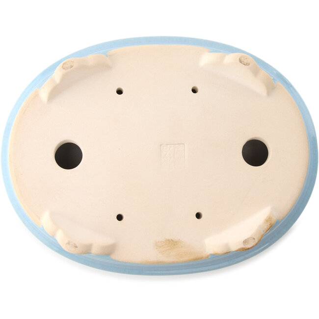 Pot à bonsaï ovale bleu clair par Yixing - 270 x 200 x 80 mm