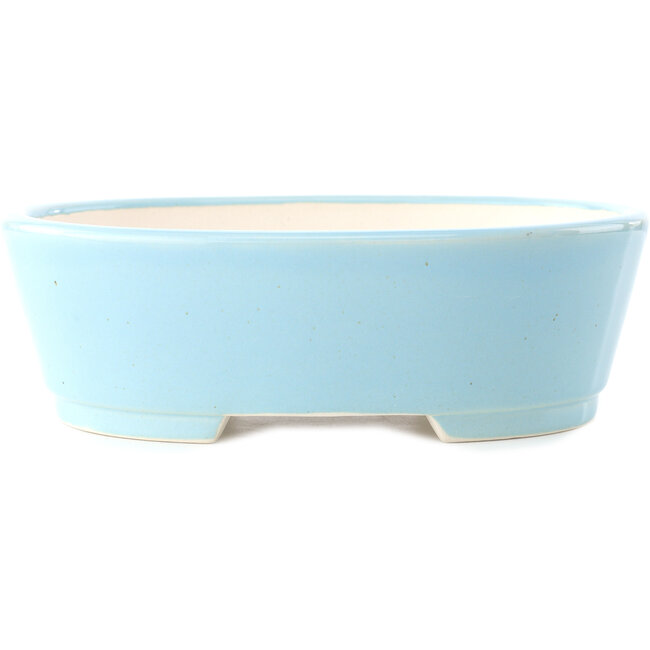 Ovaler hellblauer Bonsai-Topf von Yixing - 235 x 185 x 75 mm