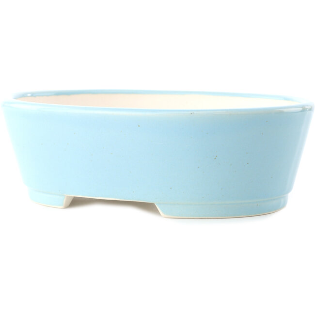Vaso bonsai ovale azzurro di Yixing - 235 x 185 x 75 mm