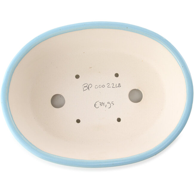 Maceta ovalada para bonsái azul claro de Yixing - 235 x 185 x 75 mm