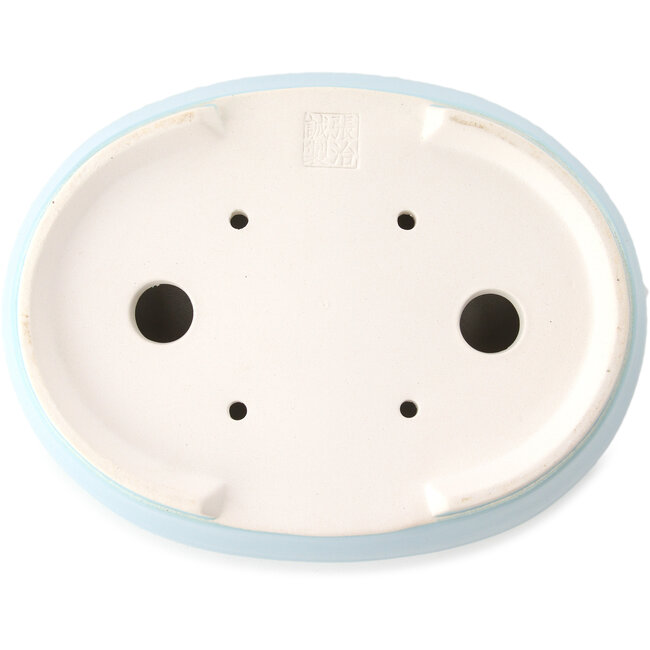 Ovale lichtblauwe bonsaipot van Yixing - 235 x 185 x 75 mm