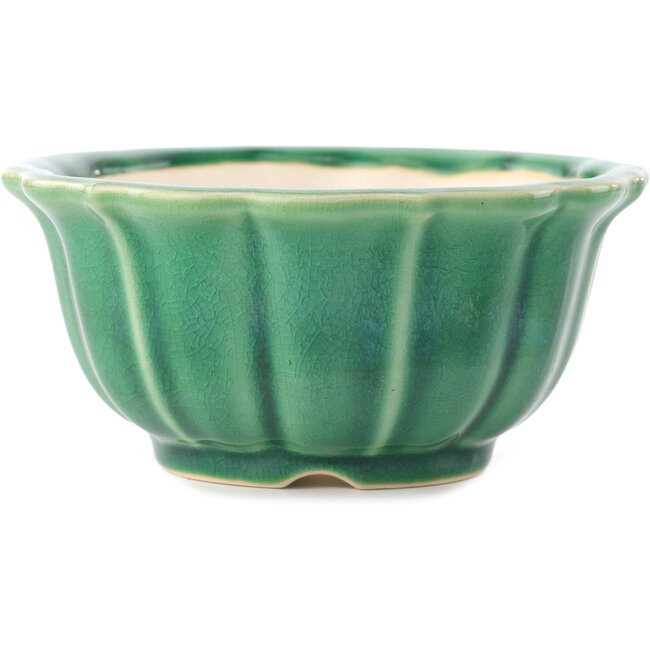 Pot à bonsaï rond vert foncé par Yixing - 135 x 135 x 65 mm