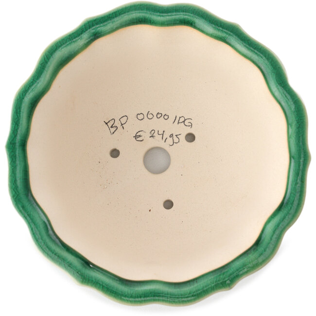 Maceta redonda para bonsái verde oscuro de Yixing - 135 x 135 x 65 mm