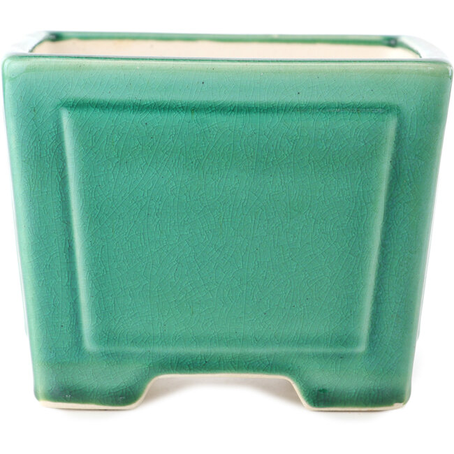 Vaso bonsai quadrato verde scuro di Yixing - 140 x 140 x 110 mm