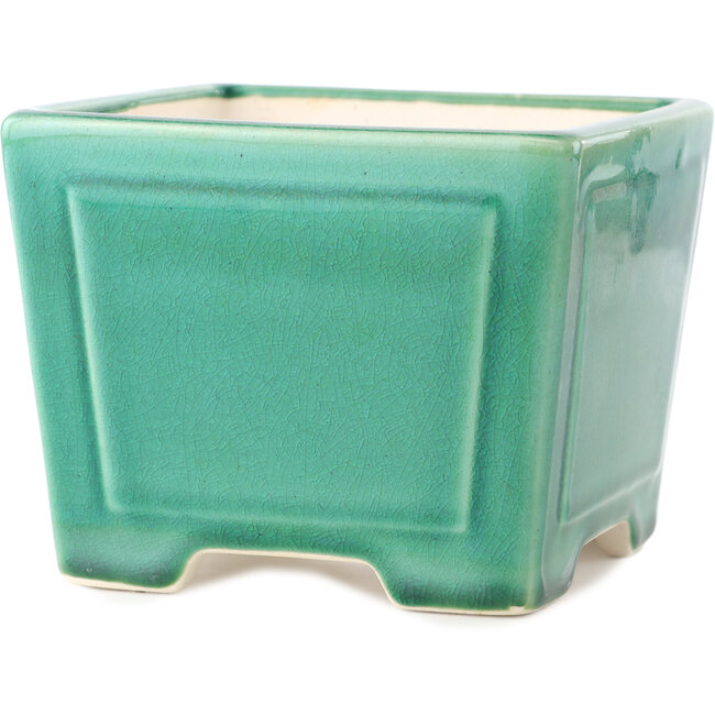 Vaso bonsai quadrato verde scuro di Yixing - 140 x 140 x 110 mm