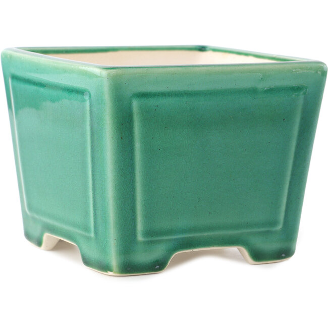 Pot à bonsaï carré vert foncé par Yixing - 140 x 140 x 110 mm