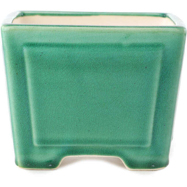 Vaso bonsai quadrato verde scuro di Yixing - 140 x 140 x 110 mm