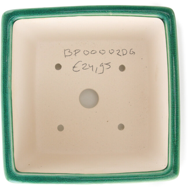 Vaso bonsai quadrato verde scuro di Yixing - 140 x 140 x 110 mm