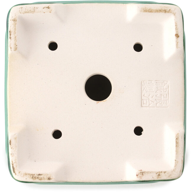 Vierkante donkergroene bonsaipot van Yixing - 140 x 140 x 110 mm