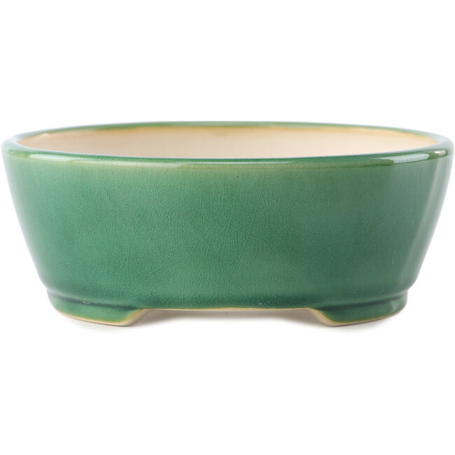 Pot à bonsaï rond vert foncé par Yixing - 145 x 145 x 65 mm
