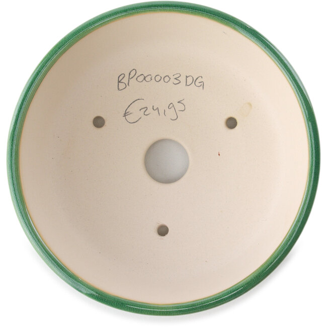 Vaso bonsai rotondo verde scuro di Yixing - 145 x 145 x 65 mm