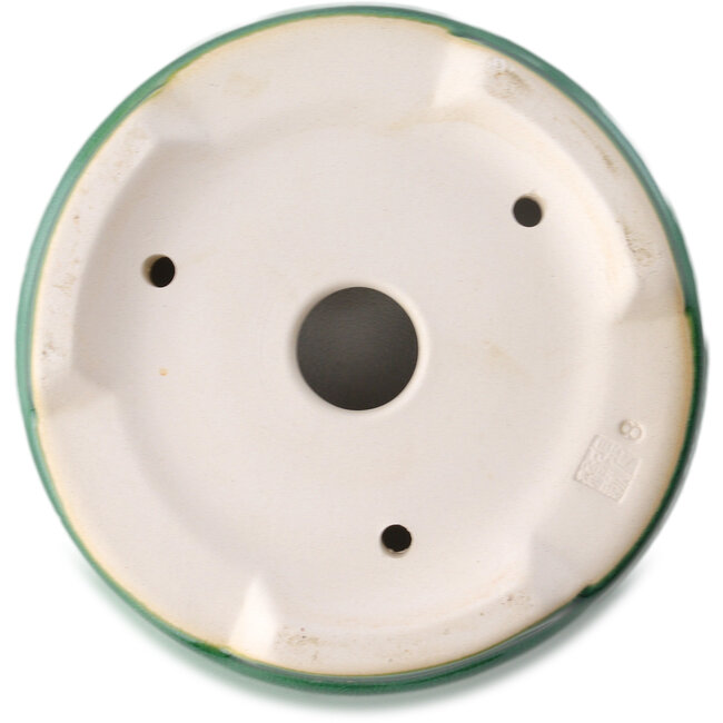 Ronde donkergroene bonsaipot van Yixing - 145 x 145 x 65 mm