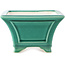 Square dark green bonsai pot by Yixing - 150 x 150 x 90 mm