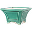 Square dark green bonsai pot by Yixing - 150 x 150 x 90 mm