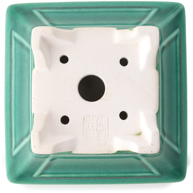 Pot à bonsaï carré vert foncé par Yixing - 150 x 150 x 90 mm