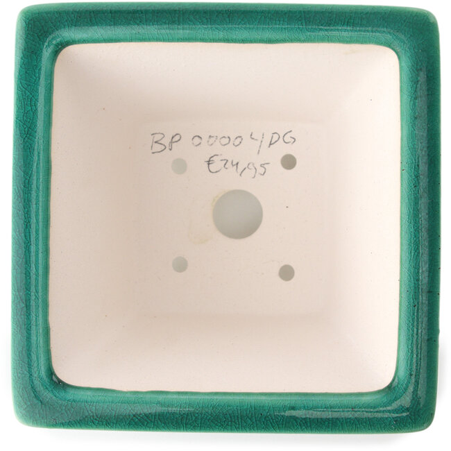 Pot à bonsaï carré vert foncé par Yixing - 150 x 150 x 90 mm