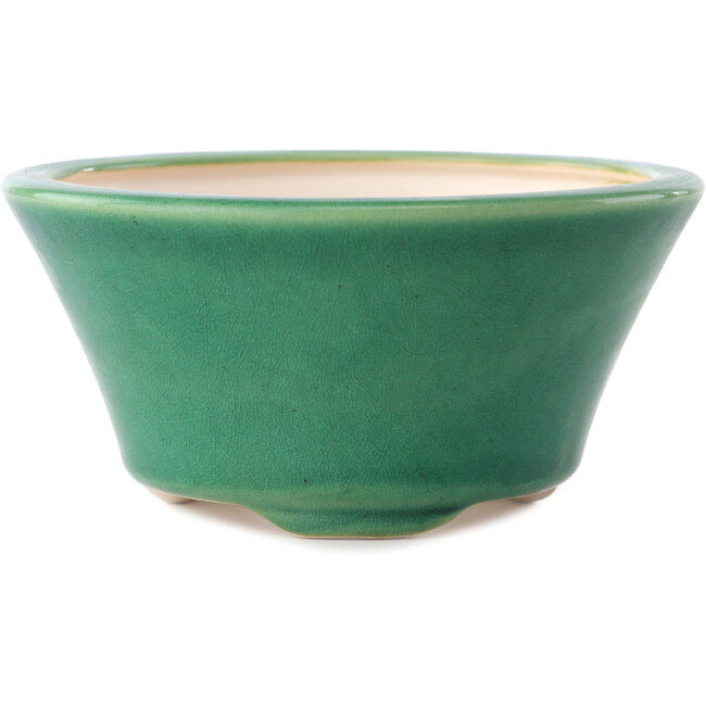 Pot à bonsaï rond vert foncé par Yixing - 135 x 135 x 65 mm