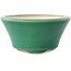 Round dark green bonsai pot by Yixing - 135 x 135 x 65 mm
