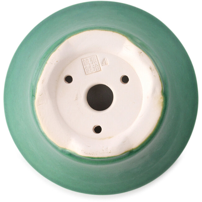 Vaso bonsai rotondo verde scuro di Yixing - 135 x 135 x 65 mm