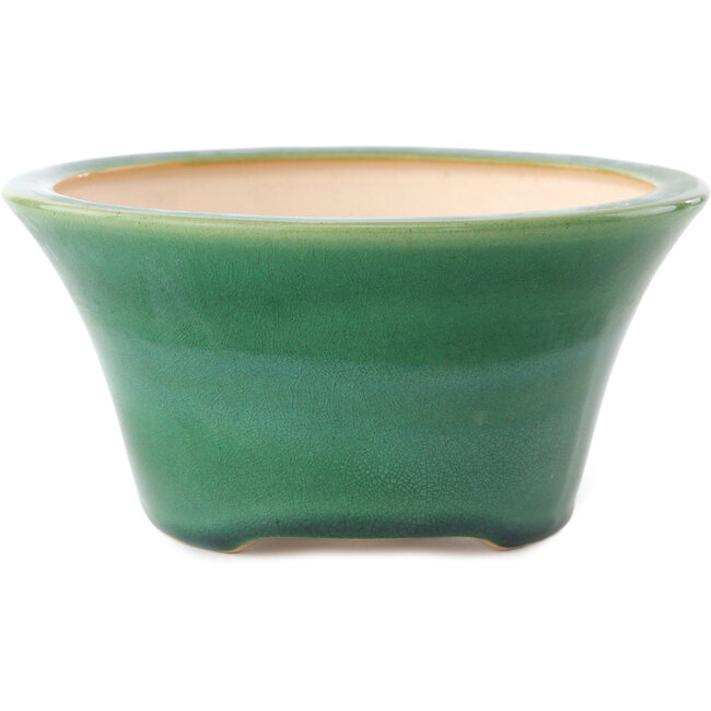 Maceta redonda para bonsái verde oscuro de Yixing - 160 x 160 x 80 mm