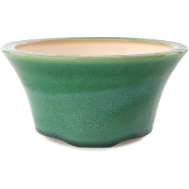 Ronde donkergroene bonsaipot van Yixing - 160 x 160 x 80 mm