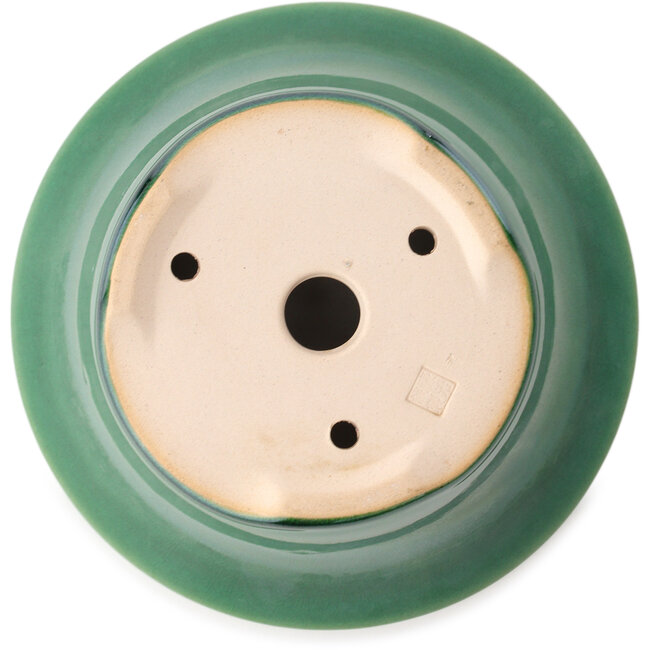 Ronde donkergroene bonsaipot van Yixing - 160 x 160 x 80 mm