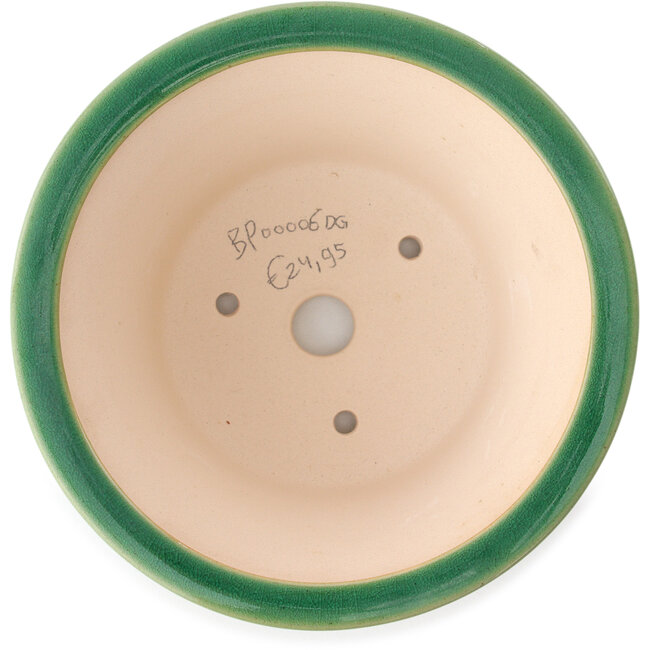 Vaso bonsai rotondo verde scuro di Yixing - 160 x 160 x 80 mm