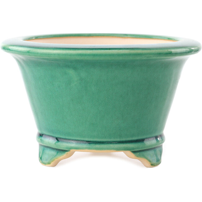 Vaso bonsai rotondo verde scuro di Yixing - 170 x 170 x 110 mm