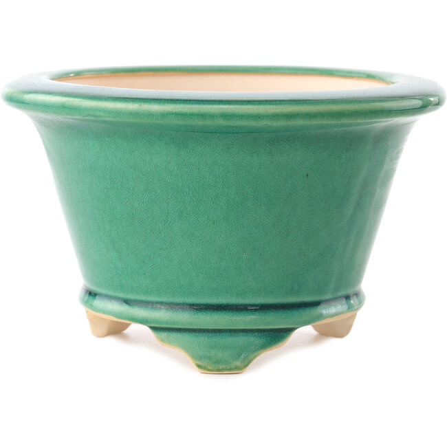 Vaso bonsai rotondo verde scuro di Yixing - 170 x 170 x 110 mm