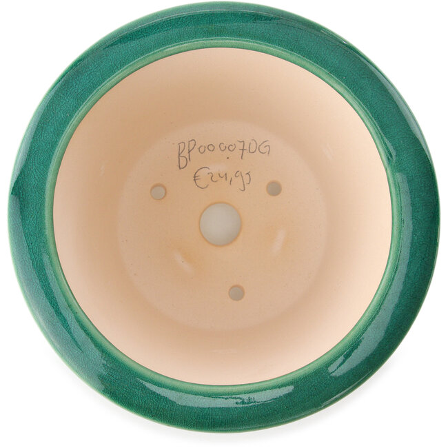 Pot à bonsaï rond vert foncé par Yixing - 170 x 170 x 110 mm