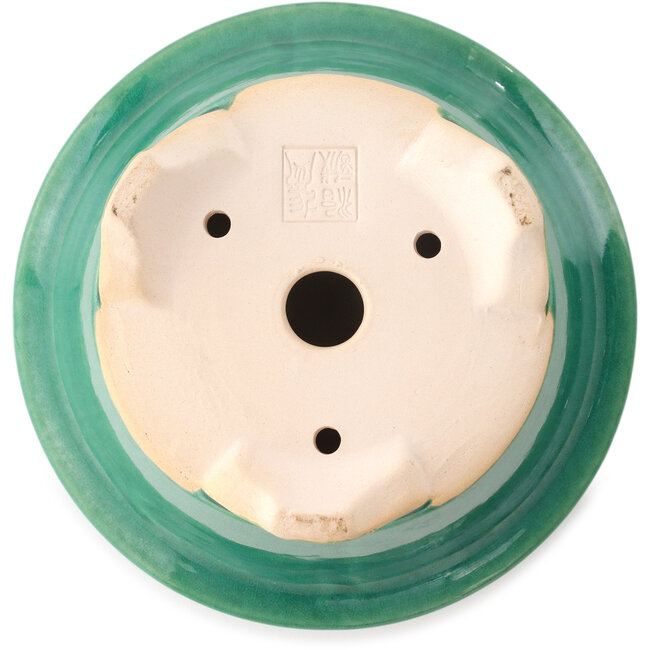 Pot à bonsaï rond vert foncé par Yixing - 170 x 170 x 110 mm